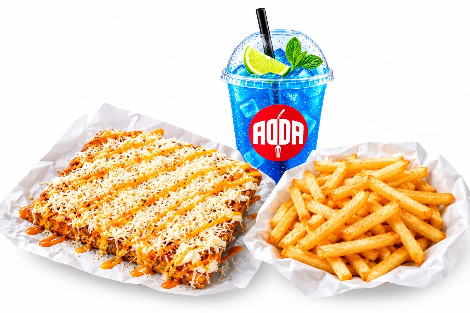 Masala grill sandwich+ fries + Moctail
